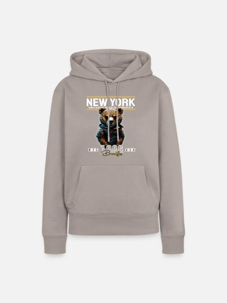 New York - Frauen Premium Bio Hoodie - Taupe