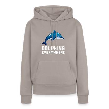 Dauphins partout IQ Créatures marines intelligentes - Sweat à capuche Premium bio Femme - taupe - Devant - Julia (174cm)