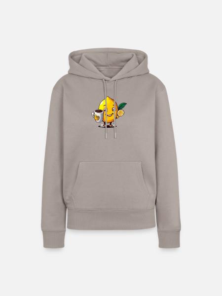Süße Zitrone trinkt Kaffee - Frauen Premium Bio Hoodie - Taupe