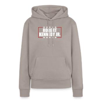 Robert Kennedy Jr. f�r Pr�sident '24 RFK Jr. 2024 - Frauen Premium Bio Hoodie - Taupe - Vorne - Julia (174cm)