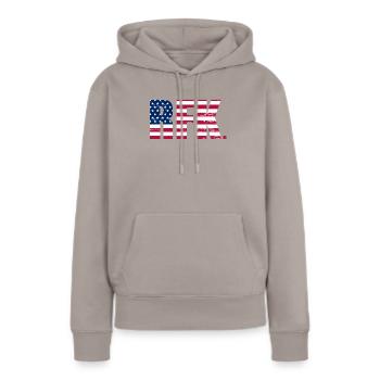 Robert Kennedy Jr. f�r Pr�sident '24 RFK Jr. 2024 - Frauen Premium Bio Hoodie - Taupe - Vorne - Julia (174cm)