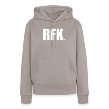 Robert Kennedy Jr. f�r Pr�sident '24 RFK Jr. 2024 - Frauen Premium Bio Hoodie - Taupe - Vorne - Julia (174cm)