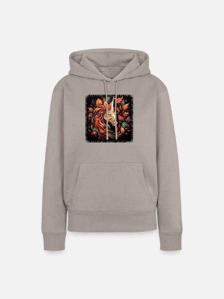 Herbstliches Pferd: Abstrakte Kunst im Laubkranz - Frauen Premium Bio Hoodie - Taupe