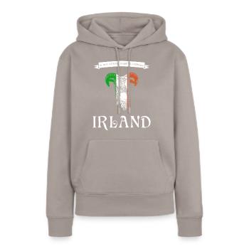 Irlande Irlande Irlandais - Sweat à capuche Premium bio Femme - taupe - Devant - Julia (174cm)