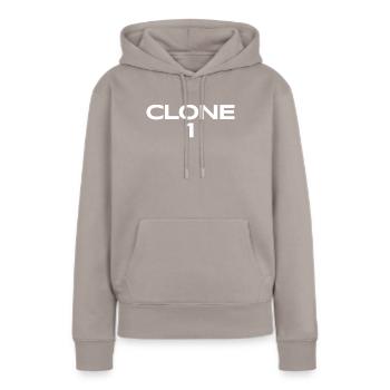 Klon 1 Funny Halloween Klonkostüm Matching - Frauen Premium Bio Hoodie - Taupe - Vorne - Julia (174cm)
