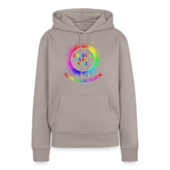 Total Solar Eclipse Springfield Illinois 28.04.24g - Frauen Premium Bio Hoodie - Taupe - Vorne - Julia (174cm)