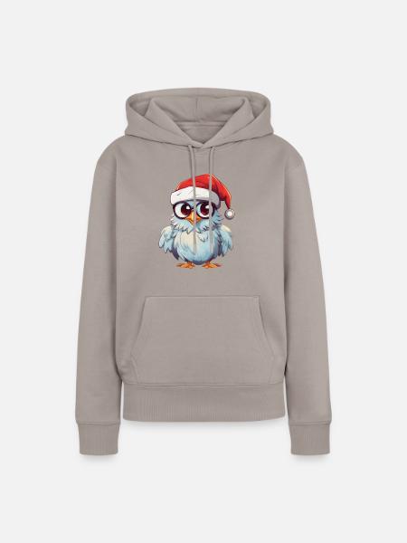 Weiße Weihnachtseule: Festliche Eleganz - Frauen Premium Bio Hoodie - Taupe