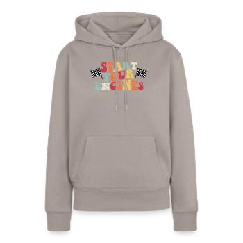 Starten Sie Ihren Motor Racer Retro Racing Start M - Frauen Premium Bio Hoodie - Taupe - Vorne - Julia (174cm)