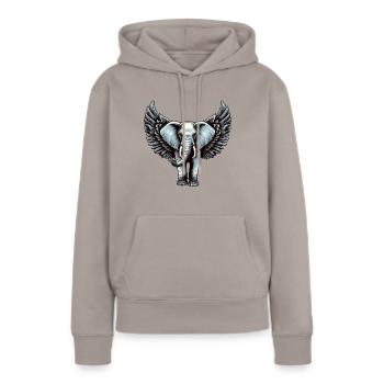 Himmlischer Ruhepol: Weihnachtselefant mit - Frauen Premium Bio Hoodie - Taupe - Vorne - Julia (174cm)