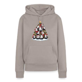 Panda de Noël sapin sapin - Sweat à capuche Premium bio Femme - taupe - Devant - Julia (174cm)