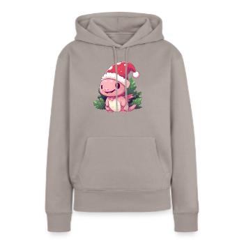 Weihnachts-Axolotl Mistelzweig - Frauen Premium Bio Hoodie - Taupe - Vorne - Julia (174cm)