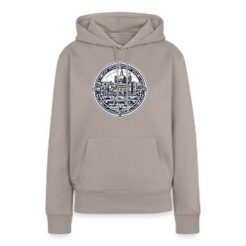Historisches Valletta: Hafenansicht und - Frauen Premium Bio Hoodie - Taupe - Vorne - Julia (174cm)