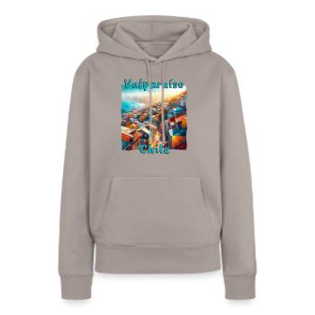 Valparaiso, Chile - Grunge-Stadt am Pazifik - Frauen Premium Bio Hoodie - Taupe - Vorne - Julia (174cm)