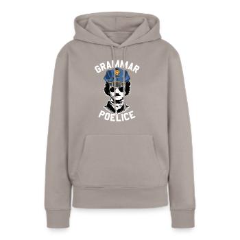 Grammatikpolitik Edgar Allan Poe GrammatikpolizeiE - Frauen Premium Bio Hoodie - Taupe - Vorne - Julia (174cm)