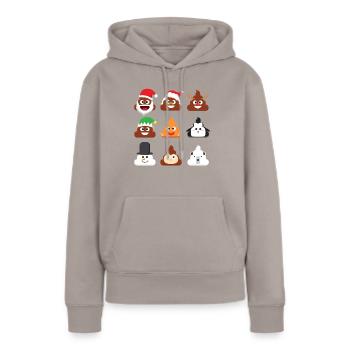 Poop Emoticons lustige Weihnachtskot Emoticons - Frauen Premium Bio Hoodie - Taupe - Vorne - Julia (174cm)
