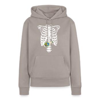 Squelette Rippcage Ranch Vinaigrette Ranch DrôleSkele - Sweat à capuche Premium bio Femme - taupe - Devant - Julia (174cm)