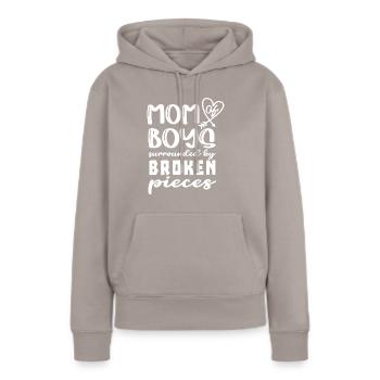 Mutter Von Jungen, Umgeben Von Scherben Mütter - Frauen Premium Bio Hoodie - Taupe - Vorne - Julia (174cm)