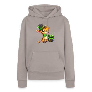 Pizza Kawaii : Danse Salami et Jalapeno - Sweat à capuche Premium bio Femme - taupe - Devant - Julia (174cm)