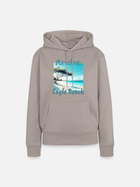Aruba Urlaub Eagle Beach Design - Frauen Premium Bio Hoodie - Taupe