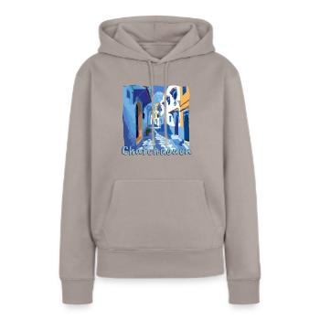 Chefchaouen, Maroc, Vieille ville bleue - Sweat à capuche Premium bio Femme - taupe - Devant - Julia (174cm)