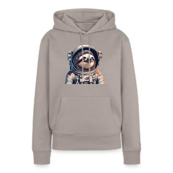 Nachdenkliches Faultier Astronaut - Frauen Premium Bio Hoodie - Taupe - Vorne - Julia (174cm)