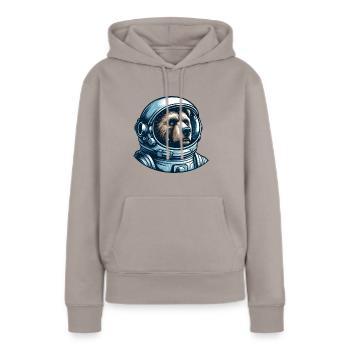 Nachdenkliches Bär im Weltraum - Frauen Premium Bio Hoodie - Taupe - Vorne - Julia (174cm)