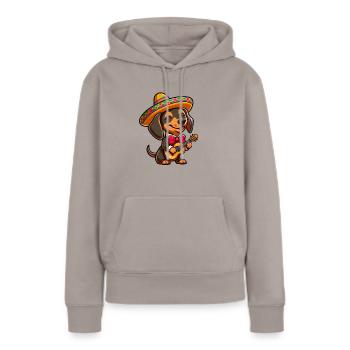 Teckel Mariachi guitare Cinco de Mayo célébration - Sweat à capuche Premium bio Femme - taupe - Devant - Julia (174cm)