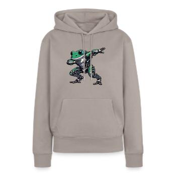 Cool Robot Grenouille Dabbing Mech Cyborg - Sweat à capuche Premium bio Femme - taupe - Devant - Julia (174cm)