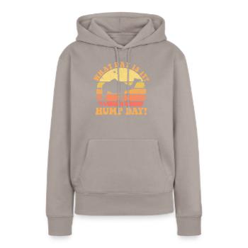 Welcher Tag ist heute? Buckeltag, Sonnenuntergang, - Frauen Premium Bio Hoodie - Taupe - Vorne - Julia (174cm)