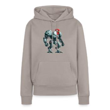 Poulet Coq Poule Cyborg Robot Mech - Sweat à capuche Premium bio Femme - taupe - Devant - Julia (174cm)