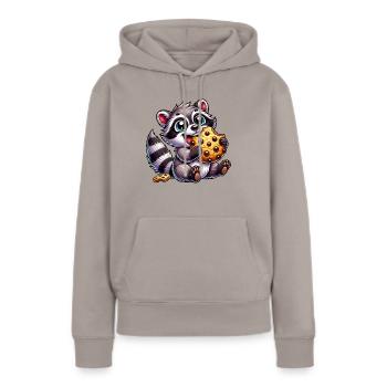 Süßer Waschbär Keks Dessert Nachtisch Süßigkeit - Frauen Premium Bio Hoodie - Taupe - Vorne - Julia (174cm)