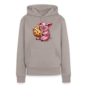 Süßes Schwein Cookie Nachtisch Leckereien - Frauen Premium Bio Hoodie - Taupe - Vorne - Julia (174cm)