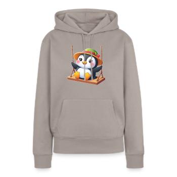Pingouin sur balançoire Aire de jeux Balançoires amusantes - Sweat à capuche Premium bio Femme - taupe - Devant - Julia (174cm)