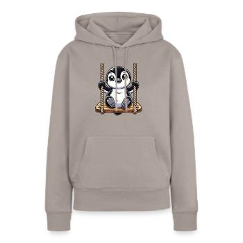 pingouin balançoires aire de jeux amusant animal dessin animé - Sweat à capuche Premium bio Femme - taupe - Devant - Julia (174cm)