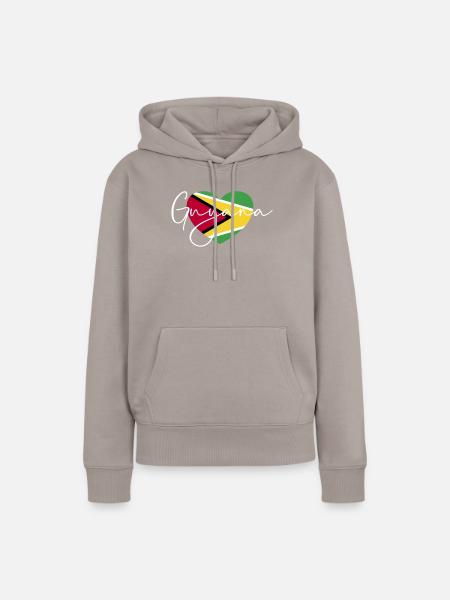 Guyana-Flaggen-Herz Stolzes Guyana-Guyana - Frauen Premium Bio Hoodie - Taupe