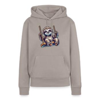 mignon paresseux balançoire dessin animé aire de jeux animal - Sweat à capuche Premium bio Femme - taupe - Devant - Julia (174cm)