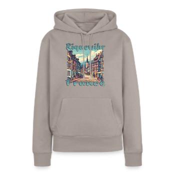 Riquewihr Altstadt Wanderung Frankreich Berge - Frauen Premium Bio Hoodie - Taupe - Vorne - Julia (174cm)