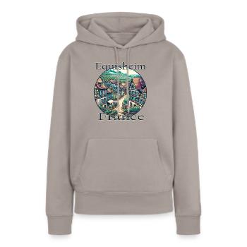 France, Eguisheim, Vieille ville, Montagnes, Paysage - Sweat à capuche Premium bio Femme - taupe - Devant - Julia (174cm)