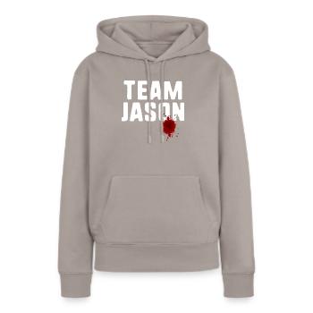 Team Jason - Frauen Premium Bio Hoodie - Taupe - Vorne - Julia (174cm)