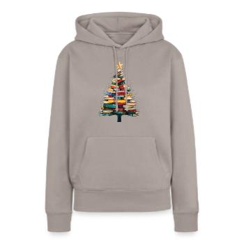 Arbre de Noël pour les enseignants - Sweat à capuche Premium bio Femme - taupe - Devant - Julia (174cm)