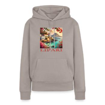 Lipari Vulkan Mittelmeer Terrakotta Urlaub - Frauen Premium Bio Hoodie - Taupe - Vorne - Julia (174cm)