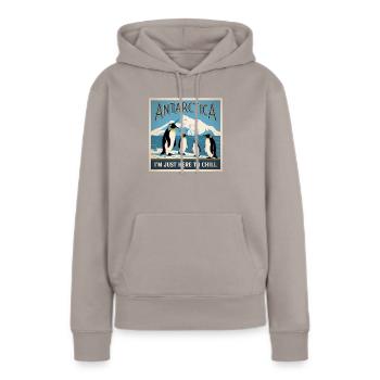 Antarktis, ich bin nur hier, um Pinguinliebhaber z - Frauen Premium Bio Hoodie - Taupe - Vorne - Julia (174cm)