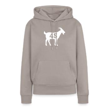 Chèvre 45 G.O.A.T. Numéro Quarante-Cinq Chèvre - Sweat à capuche Premium bio Femme - taupe - Devant - Julia (174cm)