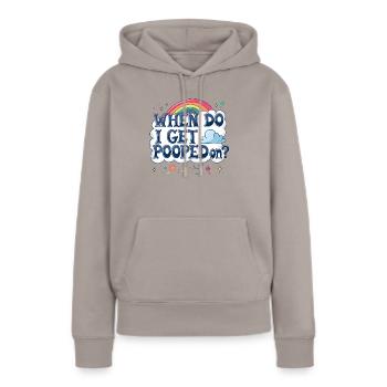 Wann werde ich auf schlüpfrige, vulgäre Erwachsene - Frauen Premium Bio Hoodie - Taupe - Vorne - Julia (174cm)