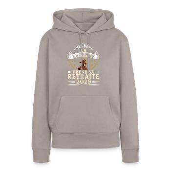 Humour Retraite 2025 La Légende Prend Sa Retraite - Frauen Premium Bio Hoodie - Taupe - Vorne - Julia (174cm)