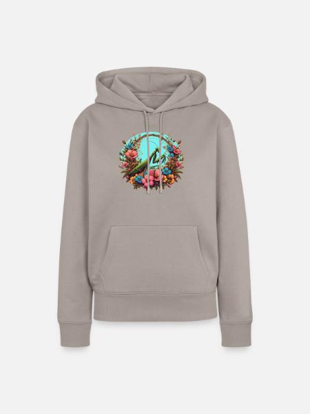 Gottesanbeterin im Blumenmeer - Frauen Premium Bio Hoodie - Taupe