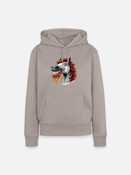 Pasta-Liebhaber-Pferd - Frauen Premium Bio Hoodie - Taupe