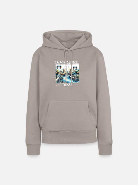 San Antonio Riverwalk, Texas - Frauen Premium Bio Hoodie - Taupe