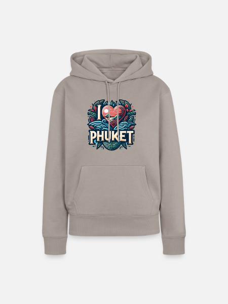 I love Phuket - Frauen Premium Bio Hoodie - Taupe
