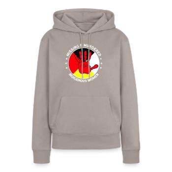 Disparues Femmes indigènes assassinées Native America - Sweat à capuche Premium bio Femme - taupe - Devant - Julia (174cm)